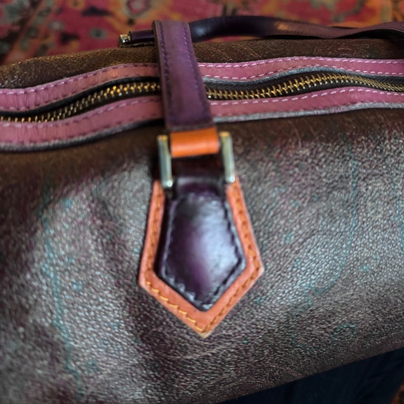 ETRO Papillon Shoulder Paisley Barrel Bag / Purse w/ Orange & Purple details EUC - Picture 5 of 13